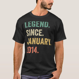 T-shirt Légende depuis janvier 2014 9e anniversaire 9 ans 