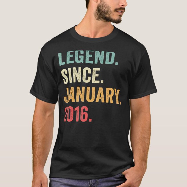 T-shirt Légende depuis janvier 2016 7e anniversaire 7 ans (Devant)
