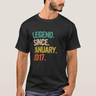 T-shirt Légende depuis janvier 2017 6e anniversaire 6 ans