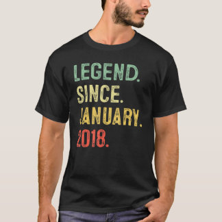 T-shirt Légende depuis Janvier 2018 5e Anniversaire Cadeau