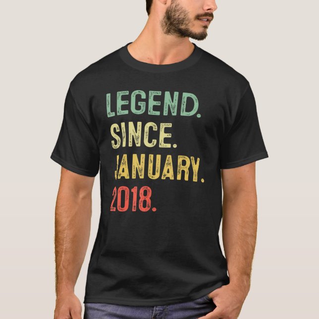 T-shirt Légende depuis Janvier 2018 5e Anniversaire Cadeau (Devant)