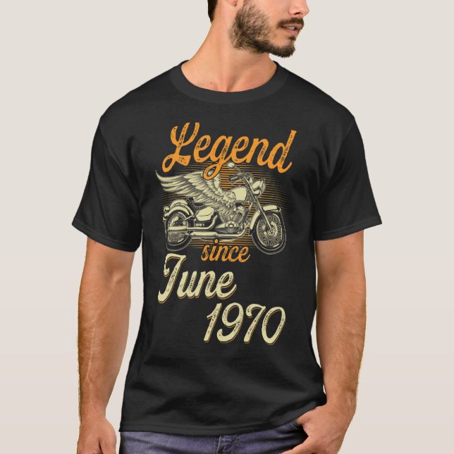 T-shirt Légende depuis juin 1970 Age 52e Anniversaire Moto (Devant)