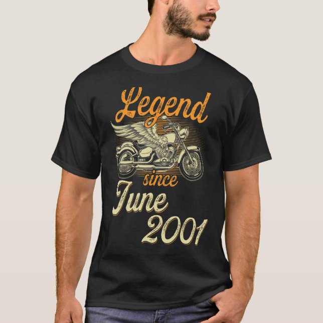 T-shirt Légende depuis juin 2001 Age 21e anniversaire Moto (Devant)