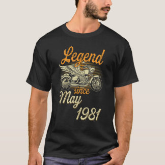 T-shirt Légende depuis mai 1981 41e anniversaire Moto