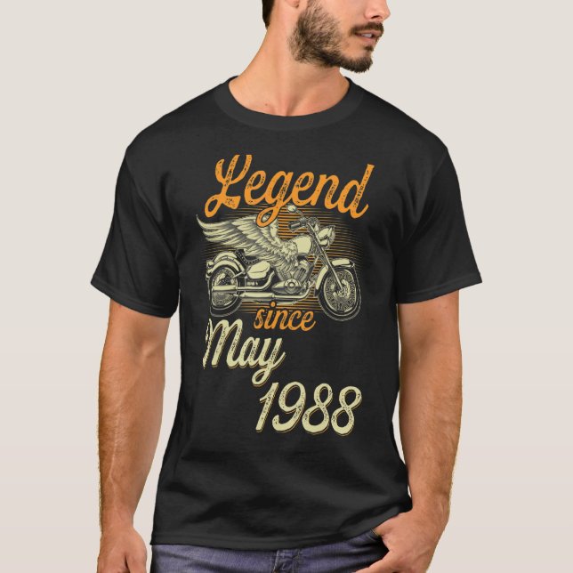 T-shirt Légende depuis mai 1988 Age 34ème Anniversaire Mot (Devant)