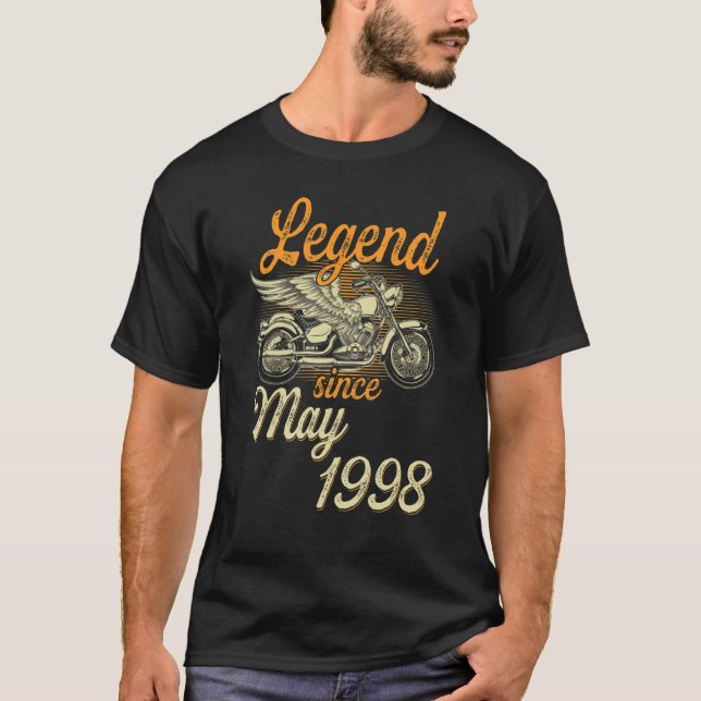 T-shirt Légende depuis mai 1998 Age 24e anniversaire Moto (Devant)