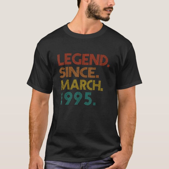 T-shirt Légende depuis mars 1995 Hommes Femmes 1995 Idée N (Devant)