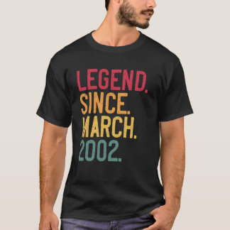 T-shirt Légende depuis mars 2002 24 ans 24e anniversaire