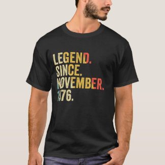 T-shirt Légende depuis novembre 1976 46 Ans 46e Birt