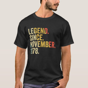 T-shirt Légende depuis novembre 1978 44 Ans 44e Birt