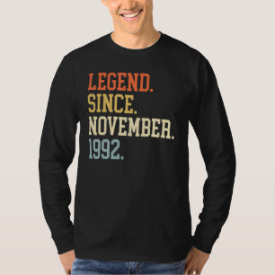 T-shirt Légende Depuis Novembre 1992 Pour Hommes Femmes No