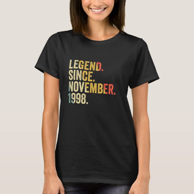 T-shirt Légende depuis novembre 1998 24 Ans 24e Birt (Devant)