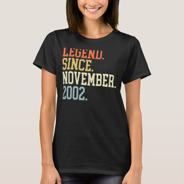 T-shirt Légende Depuis Novembre 2002 Pour Hommes Femmes No (Devant)