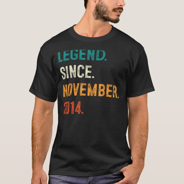 T-shirt Légende depuis novembre 2014 8e anniversaire 8 ans (Devant)