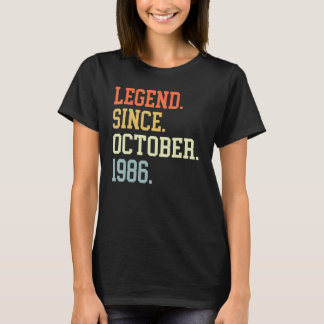 T-shirt Légende Depuis Octobre 1986 Pour Hommes Femmes Oct