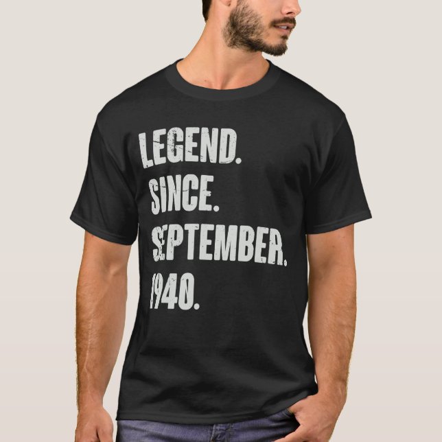 T-shirt Légende depuis septembre 1940 82 Ans 82e Birt (Devant)