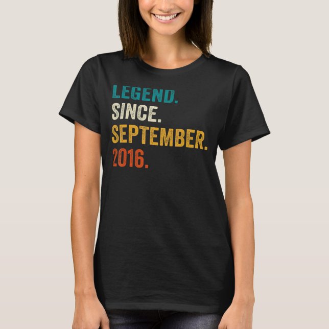 T-shirt Légende depuis septembre 2016 6e anniversaire 6 an (Devant)