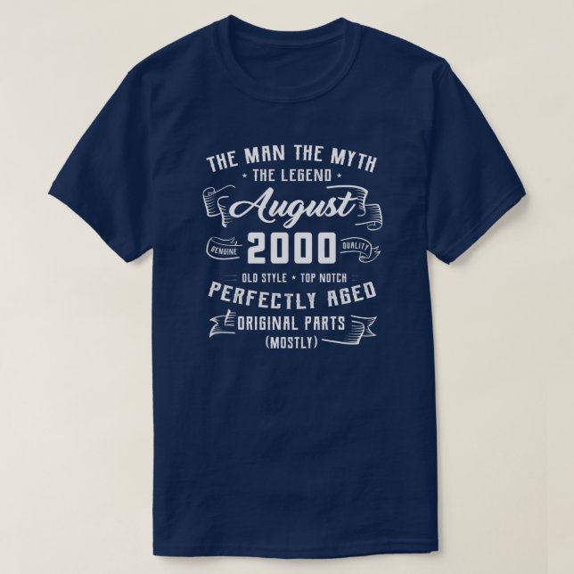 T-shirt Légende du mythe masculin août 2000 22e anniversai (Design devant)