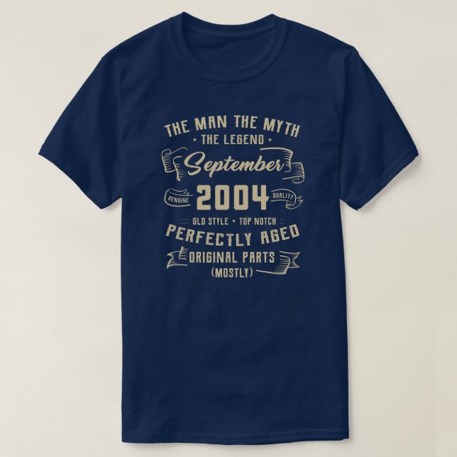 T-shirt Légende du mythe masculin septembre 2004 18e anniv (Design devant)