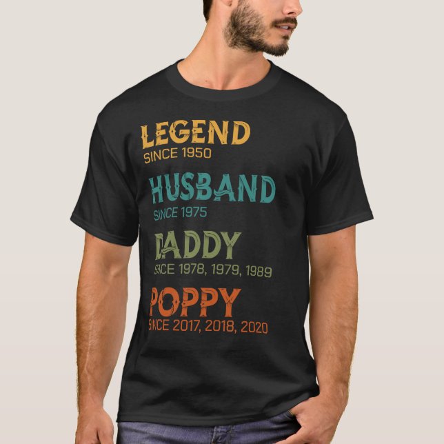 T-shirt Légende Mari papa Poppy Personnalisé Année Cadeau (Devant)