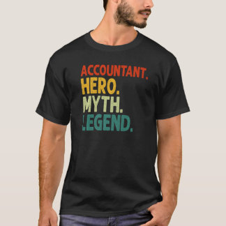 T-shirt Légende Mythe Héros Comptable Rétro Vintage Compta