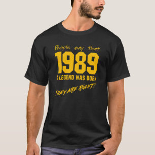 T-shirt Légende Né 1989 Anniversaire Vintage Célébration