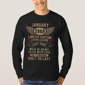 T-shirt Légende Née En Janvier 1968 Anniversaire Vintage