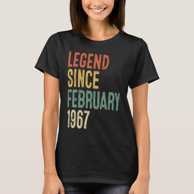 T-shirt Légende vieille de 55 ans depuis février 1967 55e  (Devant)