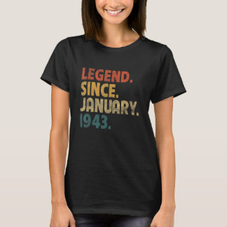 T-shirt Légende vieille de 80 ans depuis janvier 1943 80e 