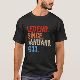 T-shirt Légende vieille de 90 ans depuis janvier 1933 90e 