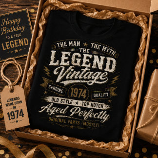 T-shirt Légende Vintage 1974 Vieilli Parfaitement 52e Anni