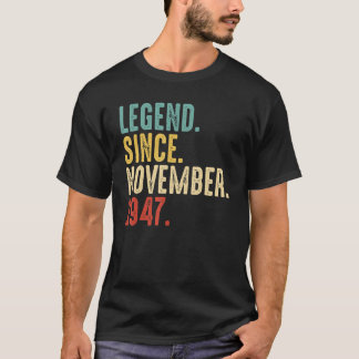 T-shirt Légende vintage depuis novembre 1947 74e anniversa
