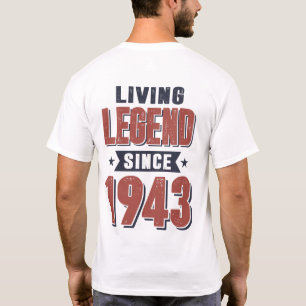 T-shirt Légende vivante depuis 1943 Cadeau d'anniversaire