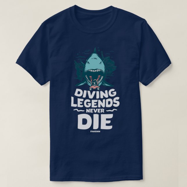 T-shirt Légendes de plongée ne meurent jamais 1 (Design devant)