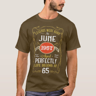T-shirt Légendes Nées En Juin 1957 65e Anniversaire 65 Ans