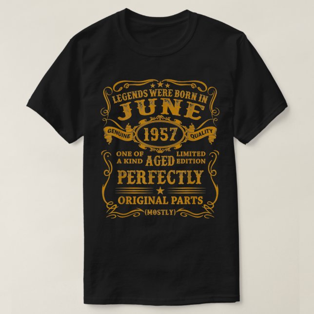 T-shirt Legends Were Born In June 1957 65th Birthday Gifts (Design devant)