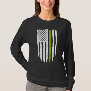 T-shirt Légère Ligne Verte Drapeau Américain Pour Vegan Et
