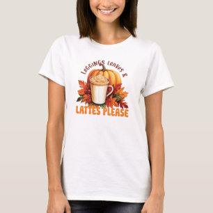 T-shirt Leggings, Feuilles et lattes S'il vous plaît - Aut