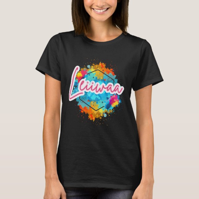 T-shirt LEIIWAA – Bold Black Tee with Island Attitude (Devant)