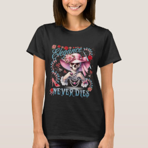 T-shirt L'élégance ne meurt jamais d'un crâne rose