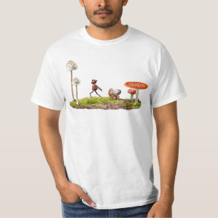 T-shirt L'elfe d'Acorn dans les bois avec des champignons