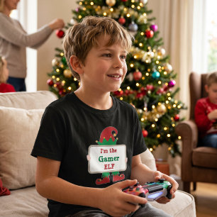 T-shirt L'elfe gamer   Elfe de Noël personnalisé pour enfa