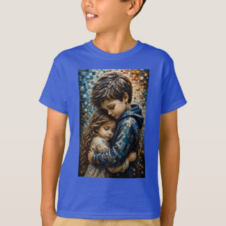 T-shirt L'embrassade Innocente Art Mural Mosaïque 3D