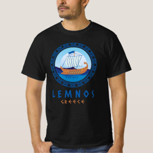 T-shirt Lemnos, Grèce Greek Ship Design Hommes