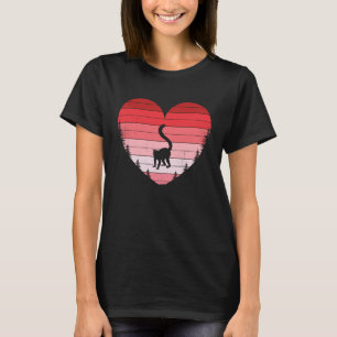 T-shirt Lemur Heart Love Valentines Day Vintage Retro Suns