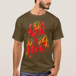 T-shirt L'Enfer Est Bien Flames Devils Horns Et Tail Hallo