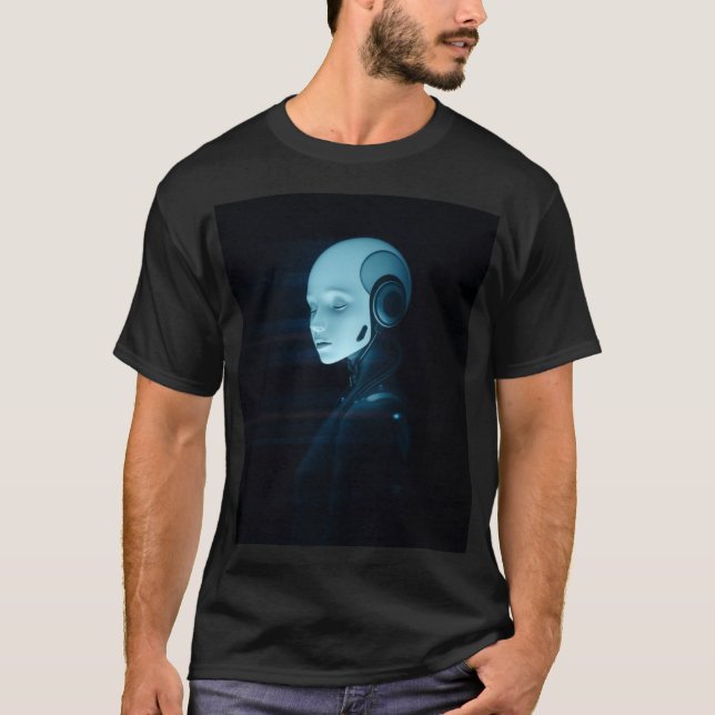 T-shirt L'Enigma of the Android : Une Cyberpunk Vision (Devant)