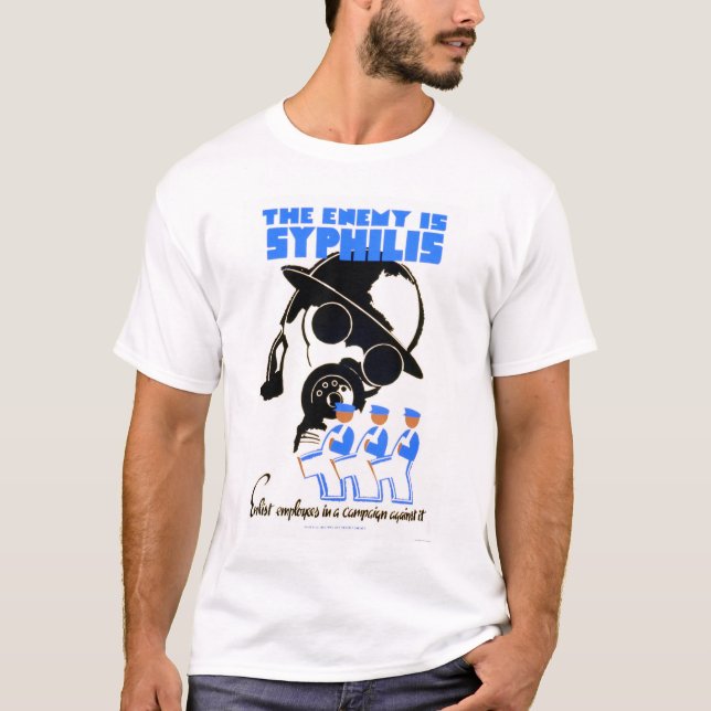 T-shirt L'ennemi est syphilis WPA 1938 (Devant)
