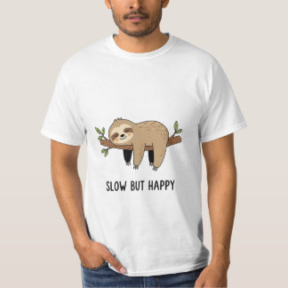 T-shirt Lent Mais Heureux – Illustration de Paresseux Mign