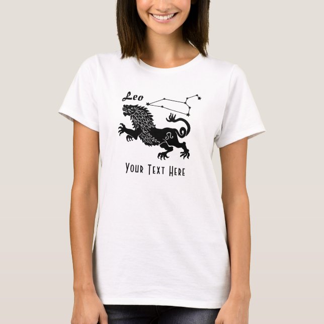 T-shirt Leo Lion Constellation Texte personnalisé Cadeau A (Devant)